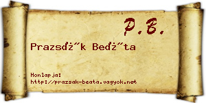 Prazsák Beáta névjegykártya