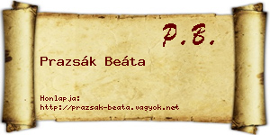 Prazsák Beáta névjegykártya